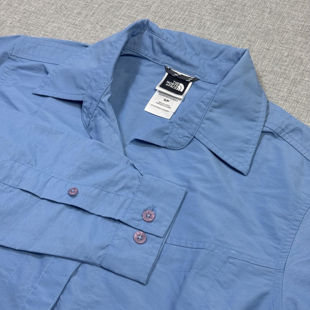 The North Face Button-Up Womens S Blue Lightweight Collared Nylon Polyester